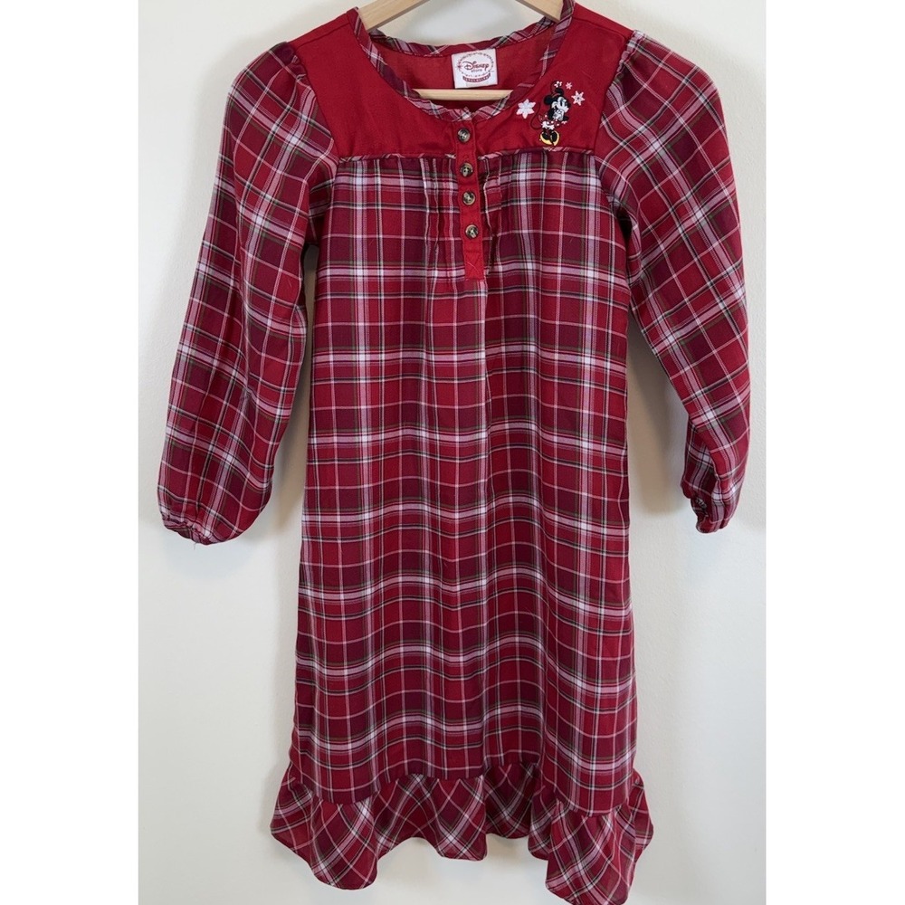 Disney Store Exclusive Plaid Flannel Christmas Minnie Mouse Sleepwear M 7/8 - Picture 1 of 8